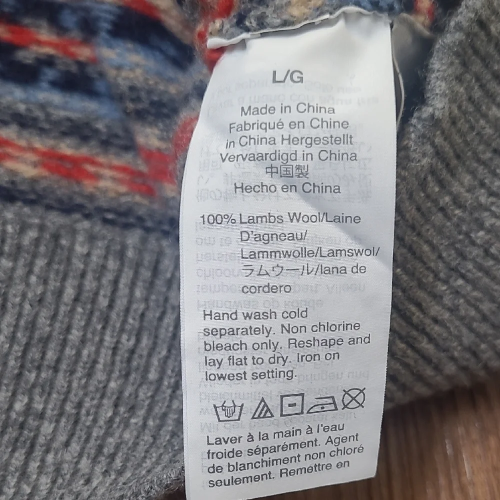 J. Crew Gray and Blue Patterned Crewneck Sweater used‎ good conditio zise L.